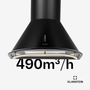 Klarstein Noir, digestor, 60 cm, komínový, 490 m³/h, retro dizajn, nehrdzavejúca oceľ, čierny