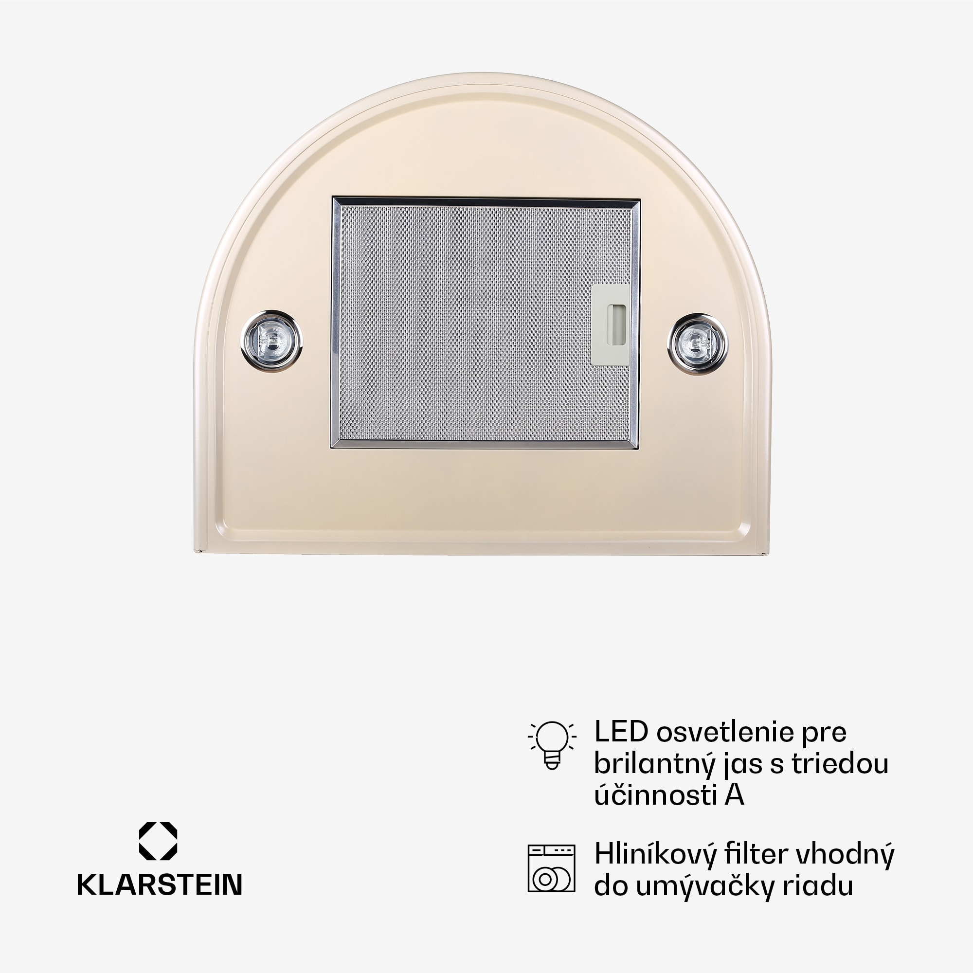 Klarstein Lumio, digestor, 60 cm, komínový, 490 m³/h, retro dizajn, nehrdzavejúca oceľ, champagne – Obrázok 3