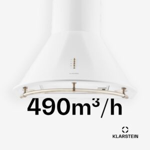 Klarstein Lumio Primo, digestor, 60 cm, komínový, 490 m³/h, retro dizajn, nehrdzavejúca oceľ, biely