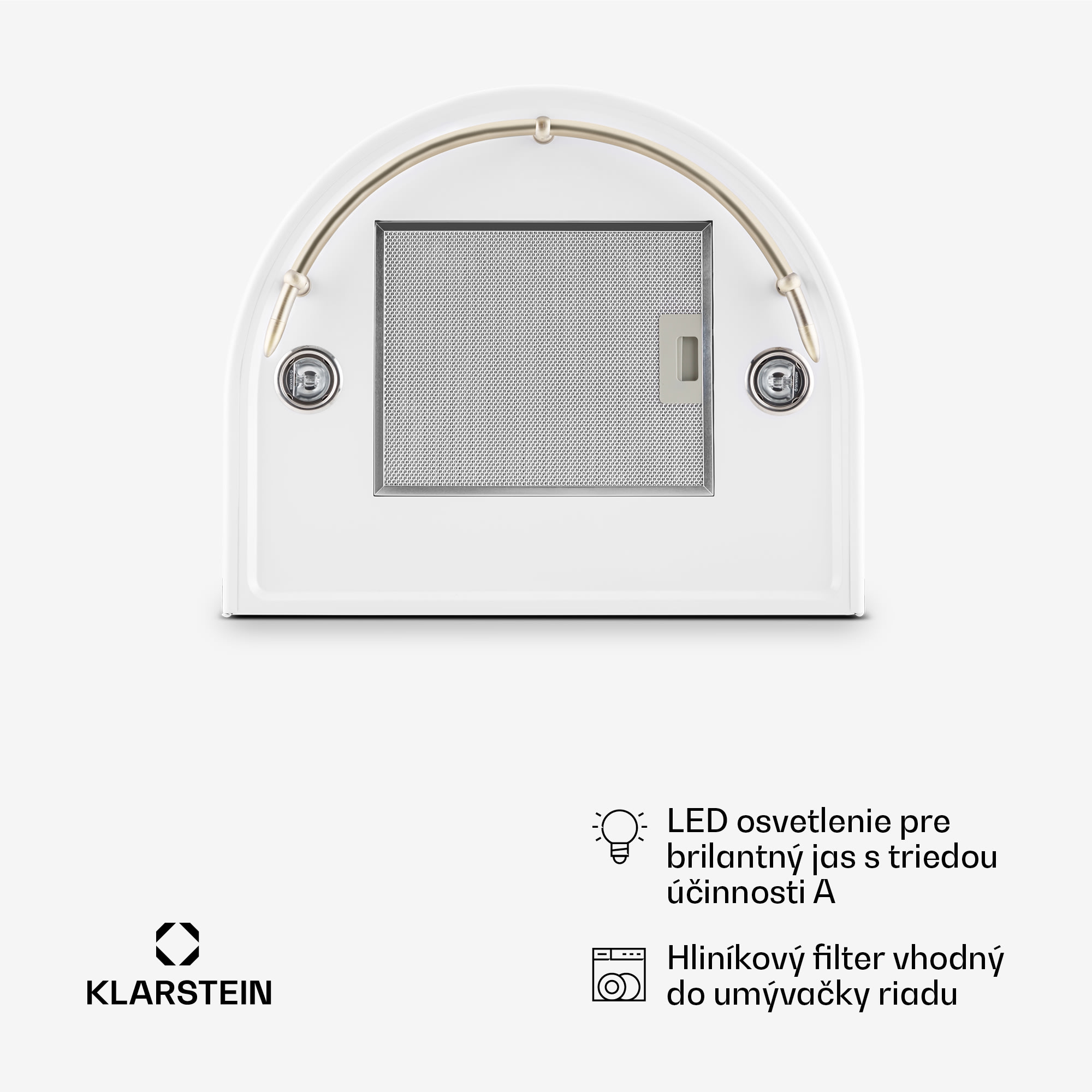 Klarstein Lumio Primo, digestor, 60 cm, komínový, 490 m³/h, retro dizajn, nehrdzavejúca oceľ, biely – Obrázok 3
