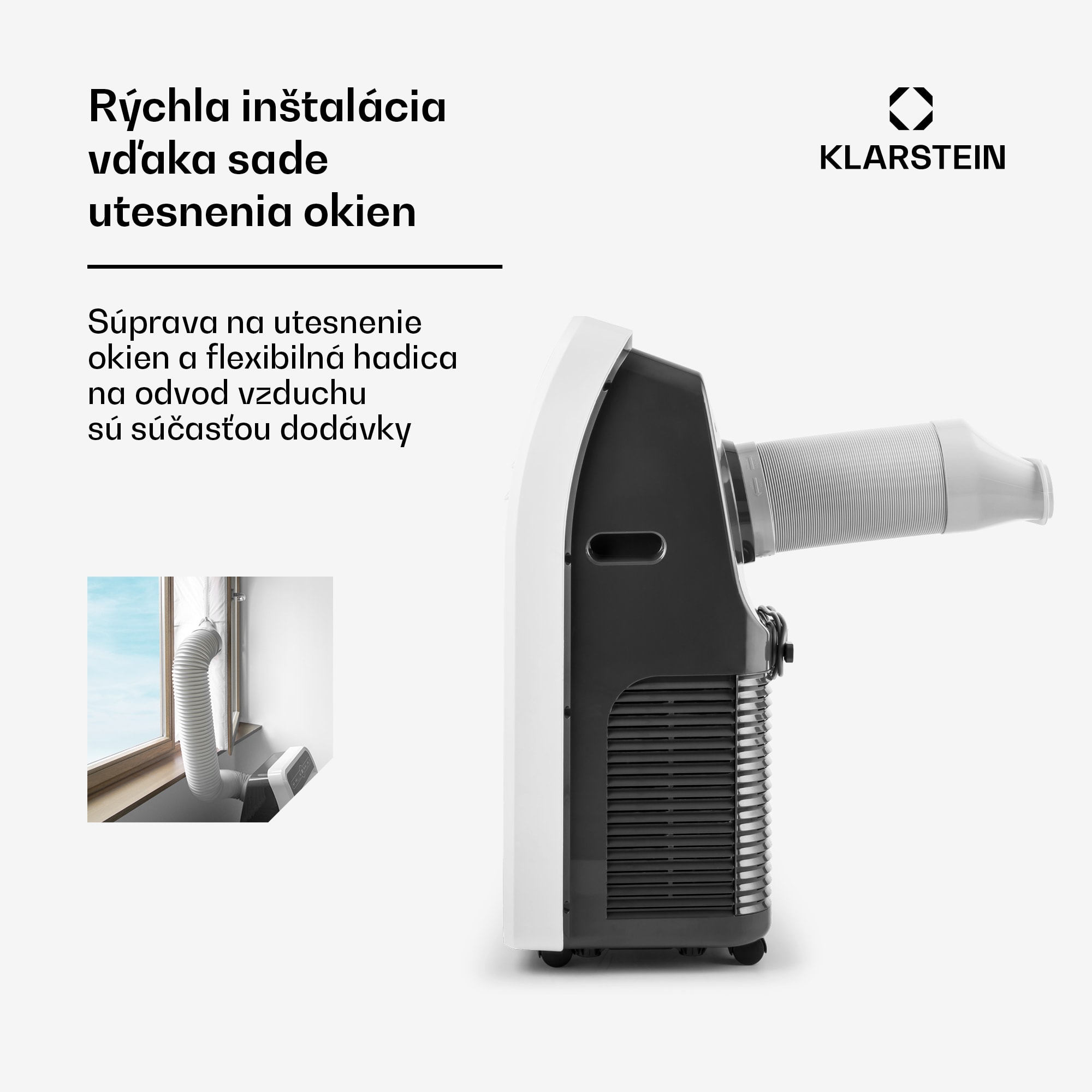 Klarstein Metrobreeze 9 New York City, mobilná klimatizácia, 9 000 BTU/2,6 kW, časovač, biela – Obrázok 2