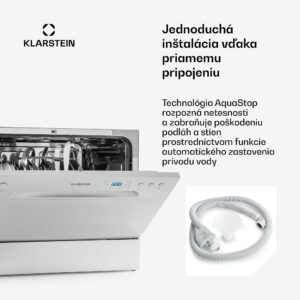 Klarstein Amazonia 6, umývačka riadu, 1300 W, na 6 súprav riadu, energet. trieda F, 49 dB, tlačidlové ovládanie