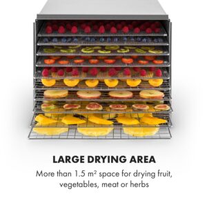 Klarstein Fruit Jerky Steel 10, sušička ovocia, 1000 W, 10 poschodí