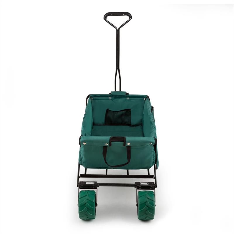 DURAMAXX The Green Bollerwagen ručný vozík skladací 70 kg 90 l široké kolesá 10 cm zelený