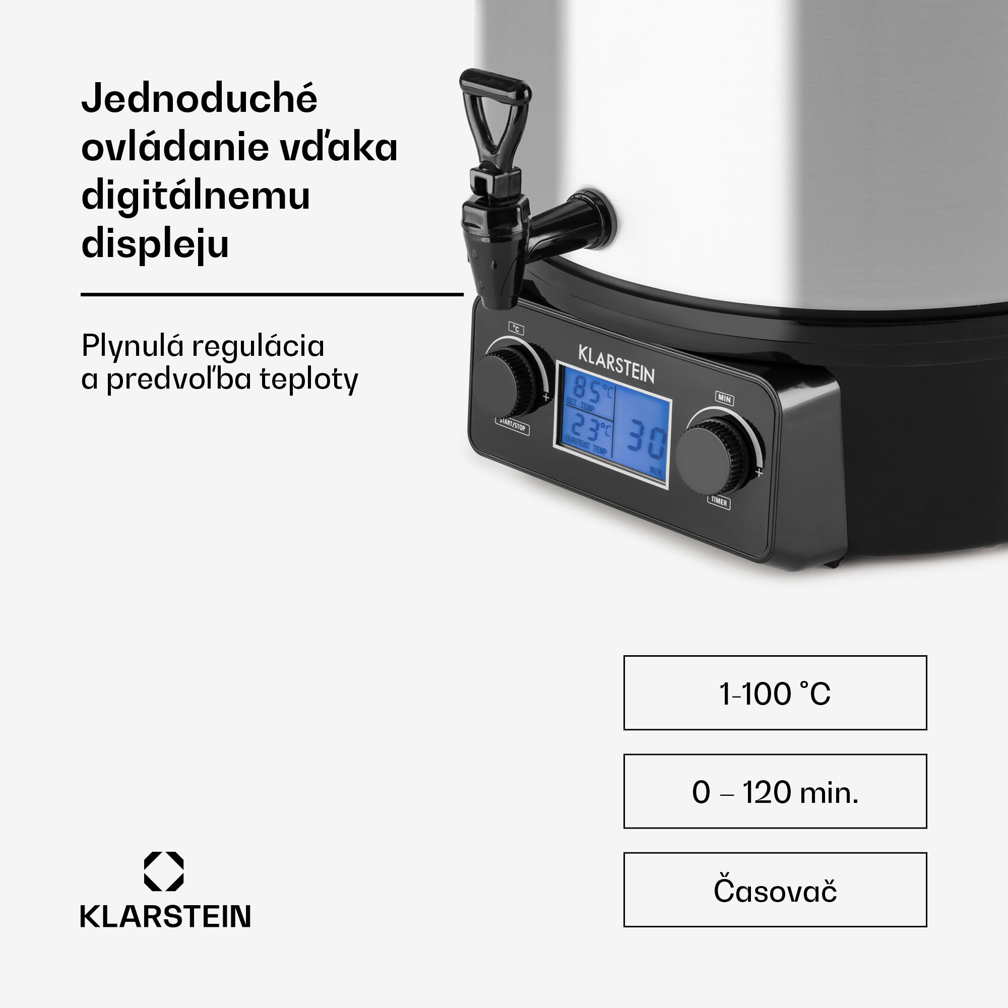 Klarstein Biggie Digital, zavárací hrniec, 27 l, 2000 W, nehrdzavejúca oceľ
