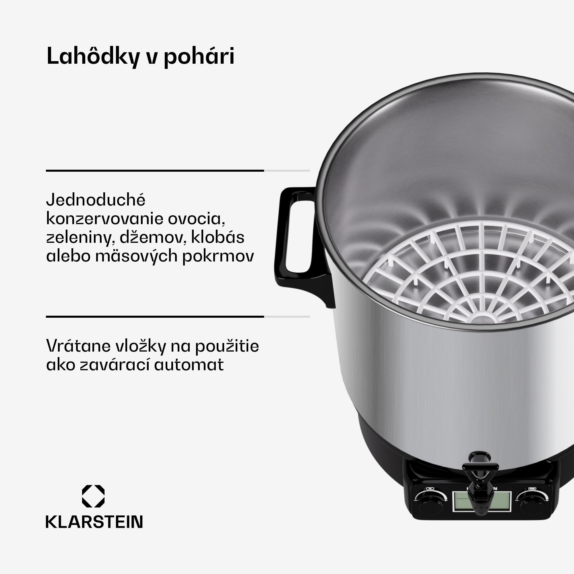 Klarstein Biggie Digital, zavárací hrniec, 27 l, 2000 W, nehrdzavejúca oceľ – Obrázok 2