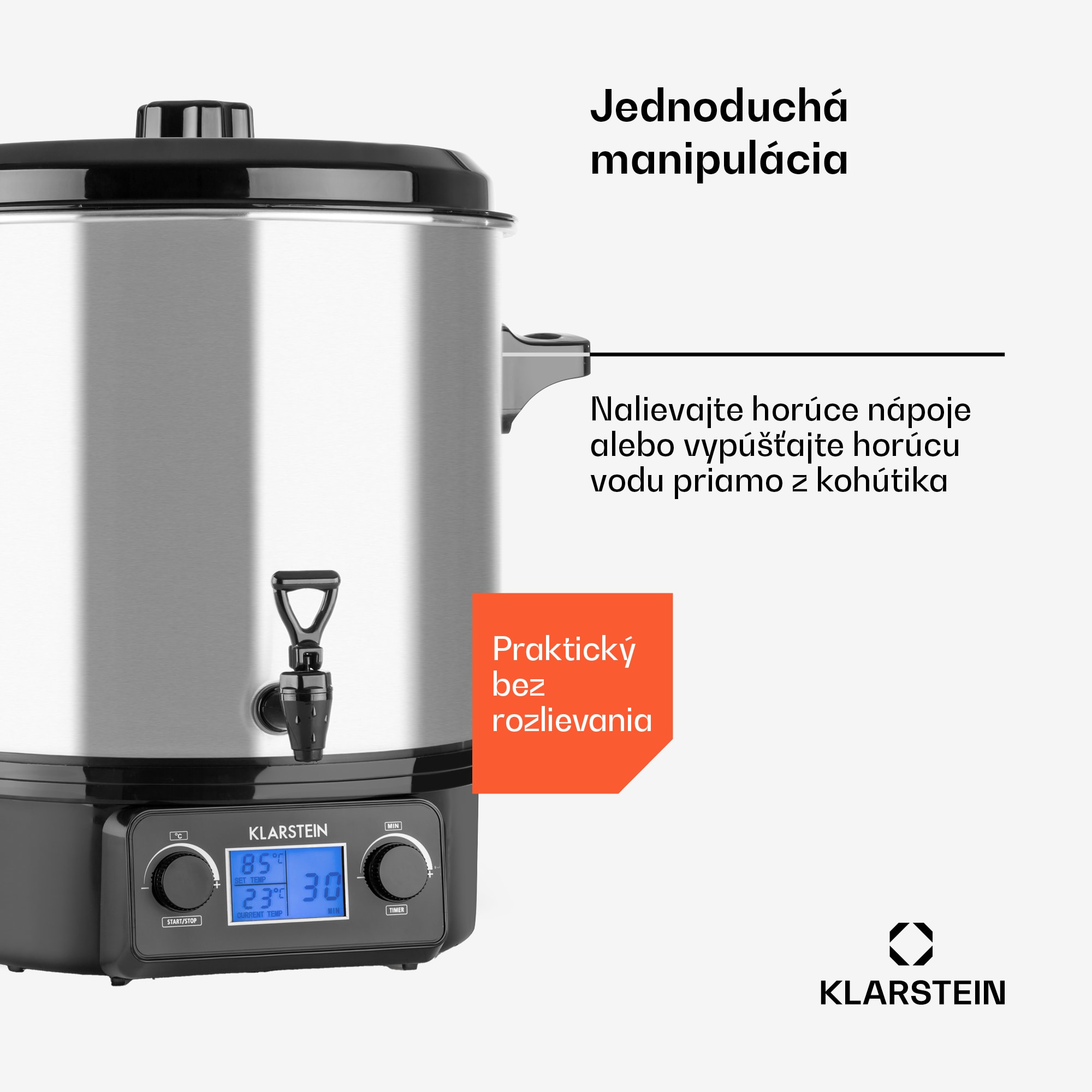 Klarstein Biggie Digital, zavárací hrniec, 27 l, 2000 W, nehrdzavejúca oceľ – Obrázok 3