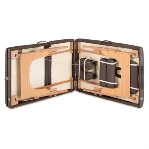 KLARFIT MT 500, masážny stôl, 210 cm, 200 kg, sklápací, jemný povrch, taška, hnedý