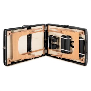 KLARFIT MT 500, masážny stôl, 210 cm, 200 kg, sklápací, jemný povrch, taška, čierny