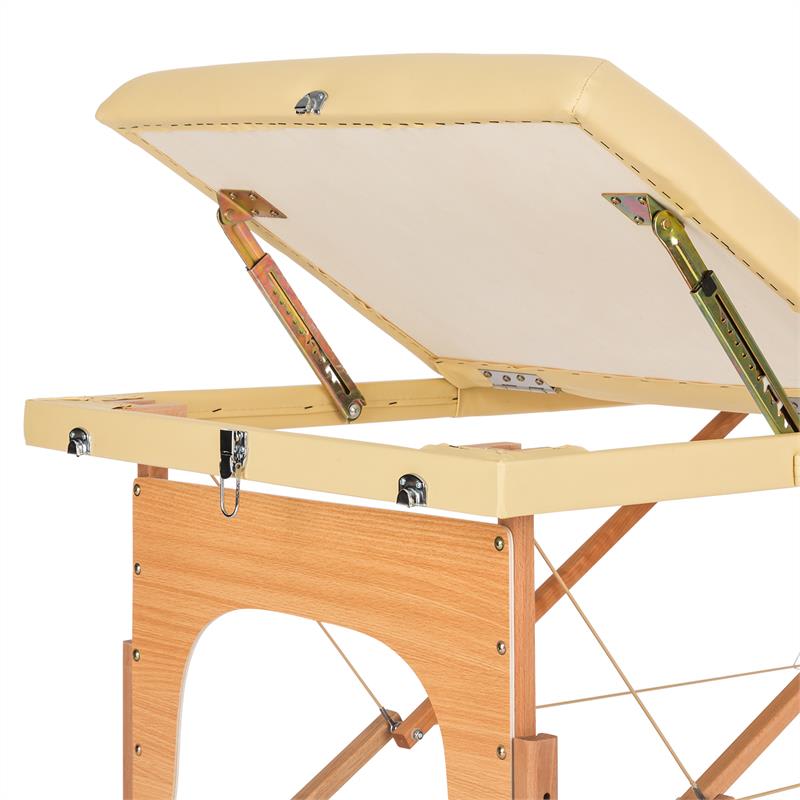 KLARFIT MT 500, masážny stôl, 210 cm, 200 kg, sklápací, jemný povrch, taška, béžový