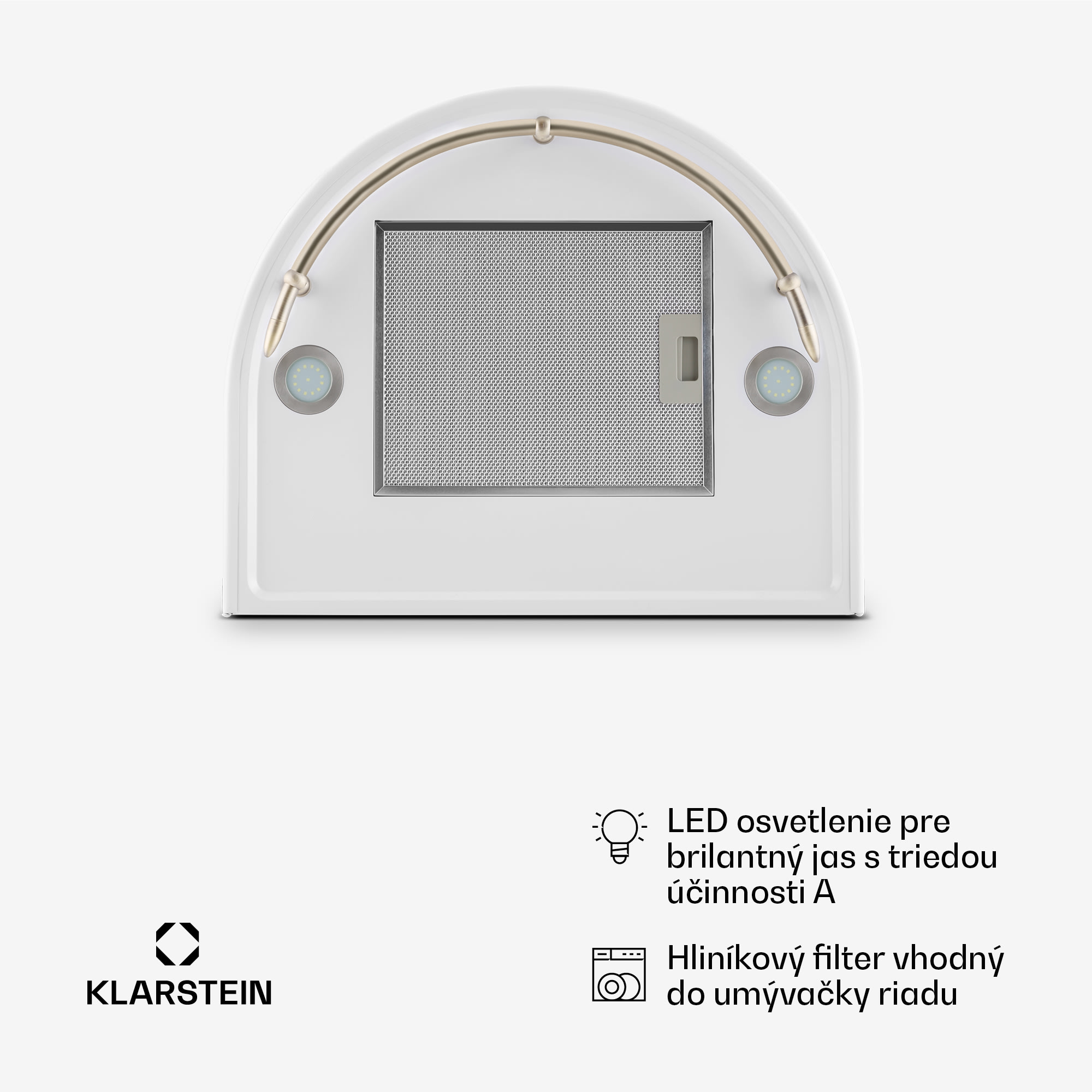 Klarstein Lumio Neo, digestor, 60 cm, komínový, 610 m³/h, retro dizajn, nehrdzavejúca oceľ, biely – Obrázok 3