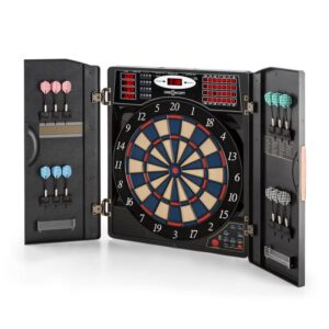 OneConcept Masterdarter, drevený vzhľad, terč na šípky, automat na šípky, mäkký hrot, dvierka