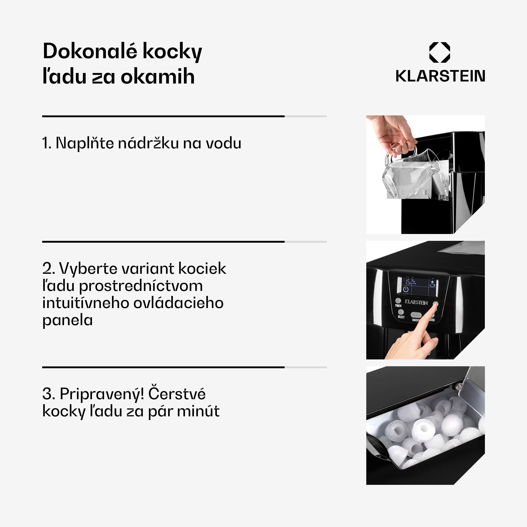 Klarstein Ice Volcano 2 G, výrobník ľadu, 12 kg/24 h, zariadenie na výrobu ľadu, LED, čierny – Obrázok 2