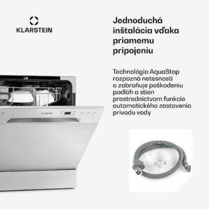 Klarstein Amazonia 8, umývačka riadu, 1620 W, na 8 súprav riadu, energet. trieda F, 49 dB, aquastop