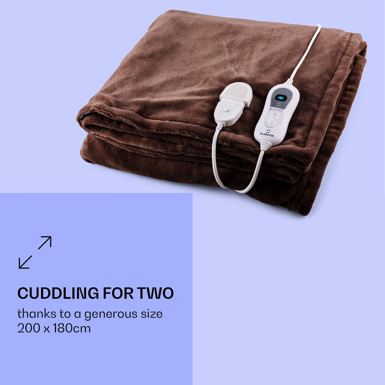 Klarstein Dr. Watson XXL, vyhrievacia deka, 3 stupne ohrevu, prateľná, 200 x 180 cm, mikroplyš – Obrázok 2