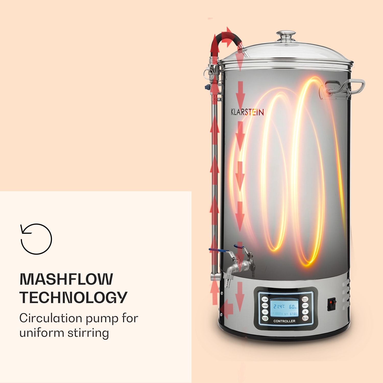 Klarstein Mundschenk XXL, sladový kotol, 50 l, 2500 W, zariadenie na varenie piva - sada, nehrdzavejúca oceľ