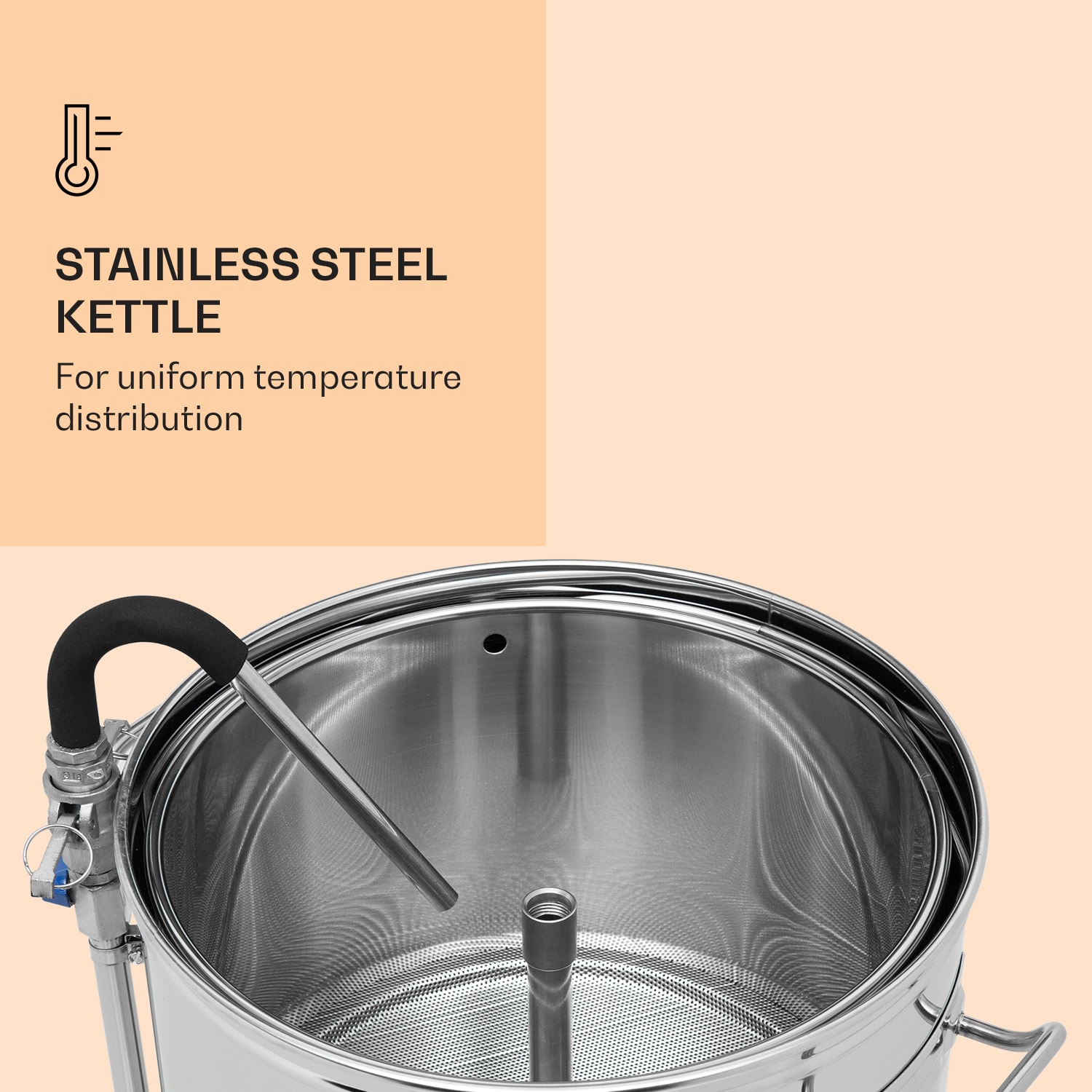 Klarstein Mundschenk XXL, sladový kotol, 50 l, 2500 W, zariadenie na varenie piva - sada, nehrdzavejúca oceľ – Obrázok 3