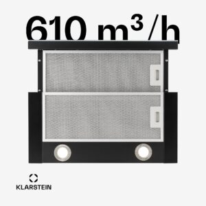 Klarstein Vinea, digestor, 60 cm, vstavaný, 610 m³/h, plochá konštrukcia, čierny