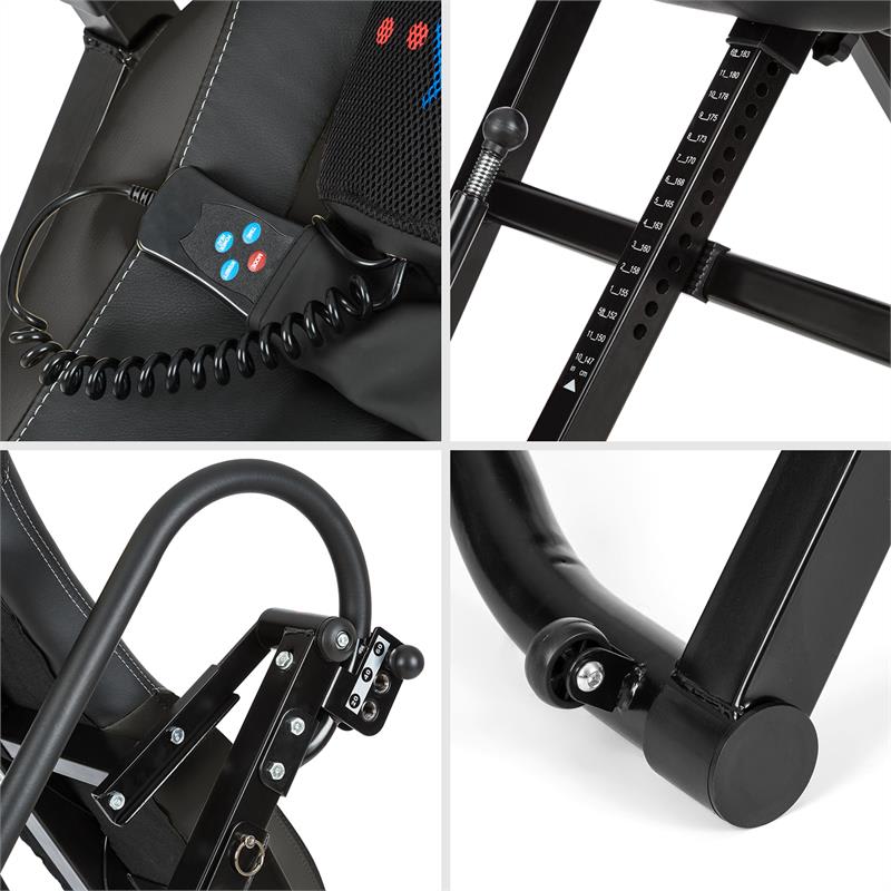KLARFIT Ease Delux, inverzná lavica, gravitačná posilňovacia lavica, do 136 kg, 1,54-1,98m, čierna – Obrázok 2