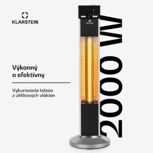 Blumfeldt Heat Guru, infračervený ohrievač, 2000 W, 3 stupne ohrevu, stojanový, diaľkové ovládanie, strieborný