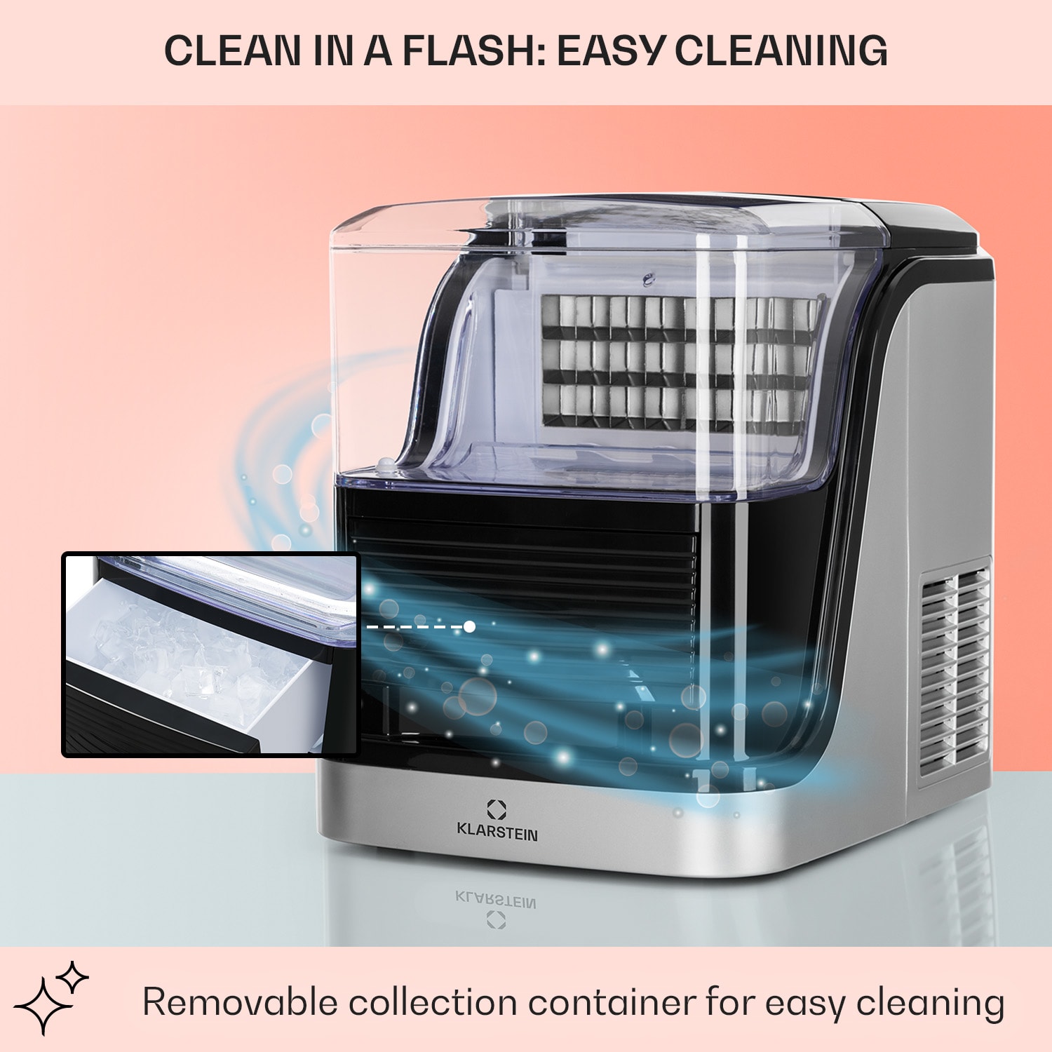 Klarstein Kristall, výrobník ľadu, krištáľovo číry ľad, 2 veľkosti, 2,5 l nádržka na vodu – Obrázok 2