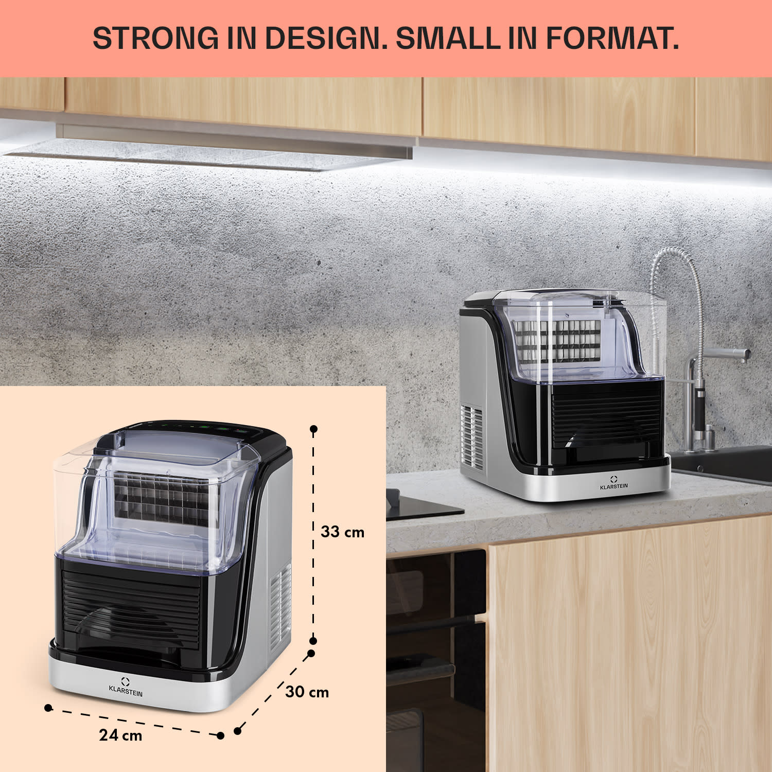Klarstein Kristall, výrobník ľadu, krištáľovo číry ľad, 2 veľkosti, 2,5 l nádržka na vodu – Obrázok 3