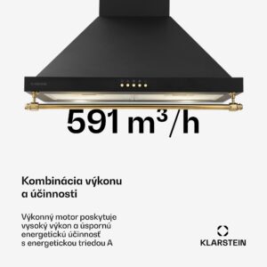 Klarstein Montblanc 60, digestor, 60 cm, nástenný, 610 m³/h, LED, lišta, čierny