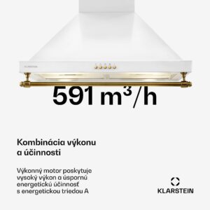 Klarstein Montblanc 60, digestor, 60 cm, nástenný, 610 m³/h, LED, lišta, biely