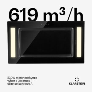 Klarstein Remy, digestor, 90 cm, stropný, 620 m³/h, diaľkové ovládanie, čierny
