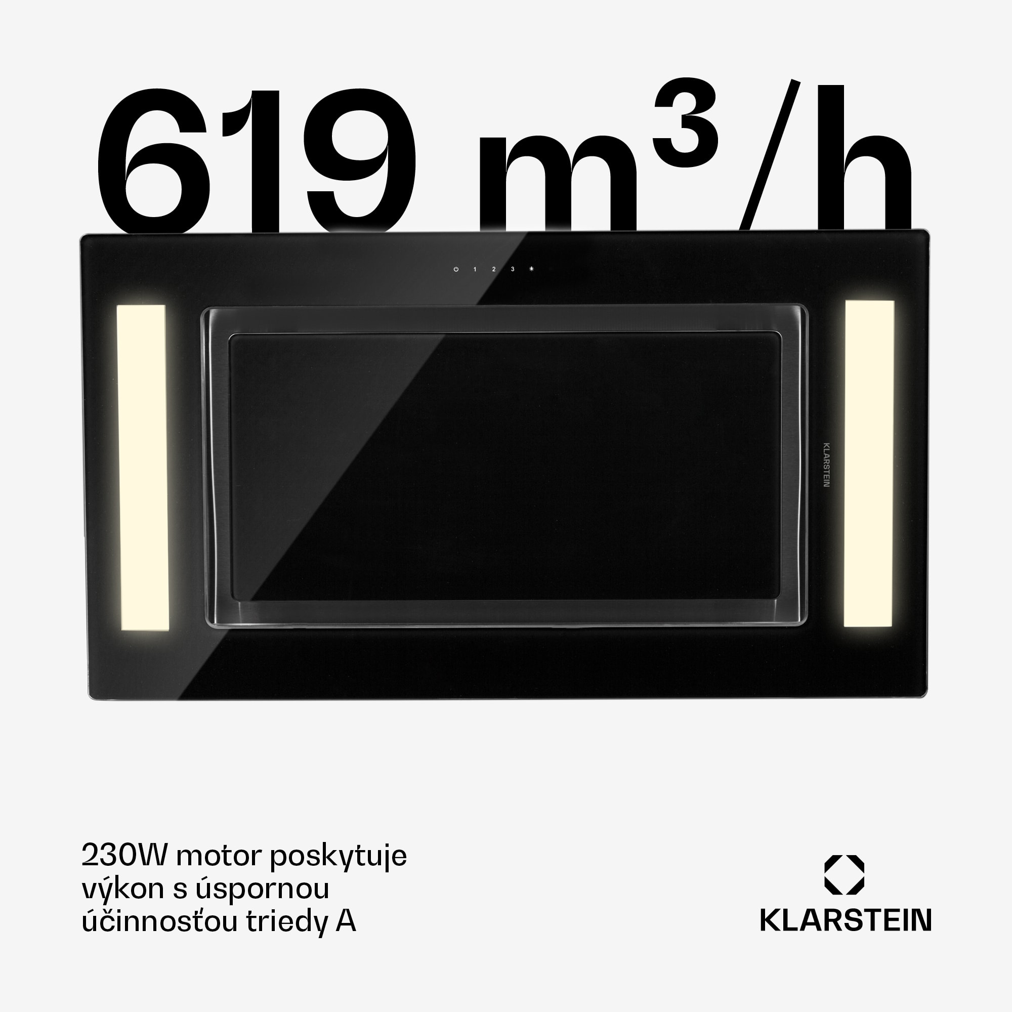 Klarstein Remy, digestor, 90 cm, stropný, 620 m³/h, diaľkové ovládanie, čierny