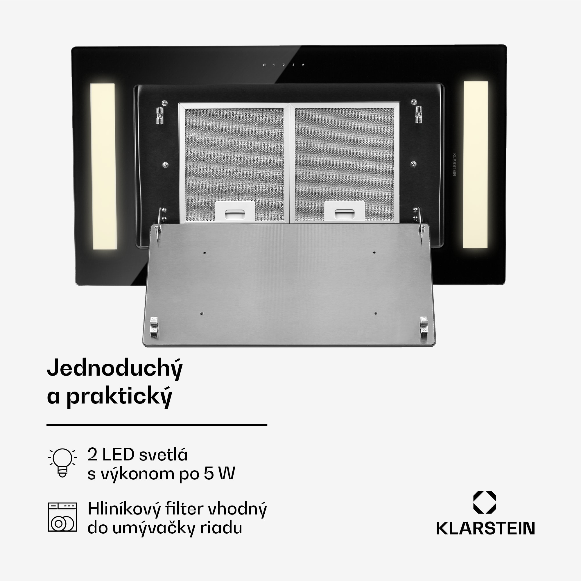 Klarstein Remy, digestor, 90 cm, stropný, 620 m³/h, diaľkové ovládanie, čierny – Obrázok 3