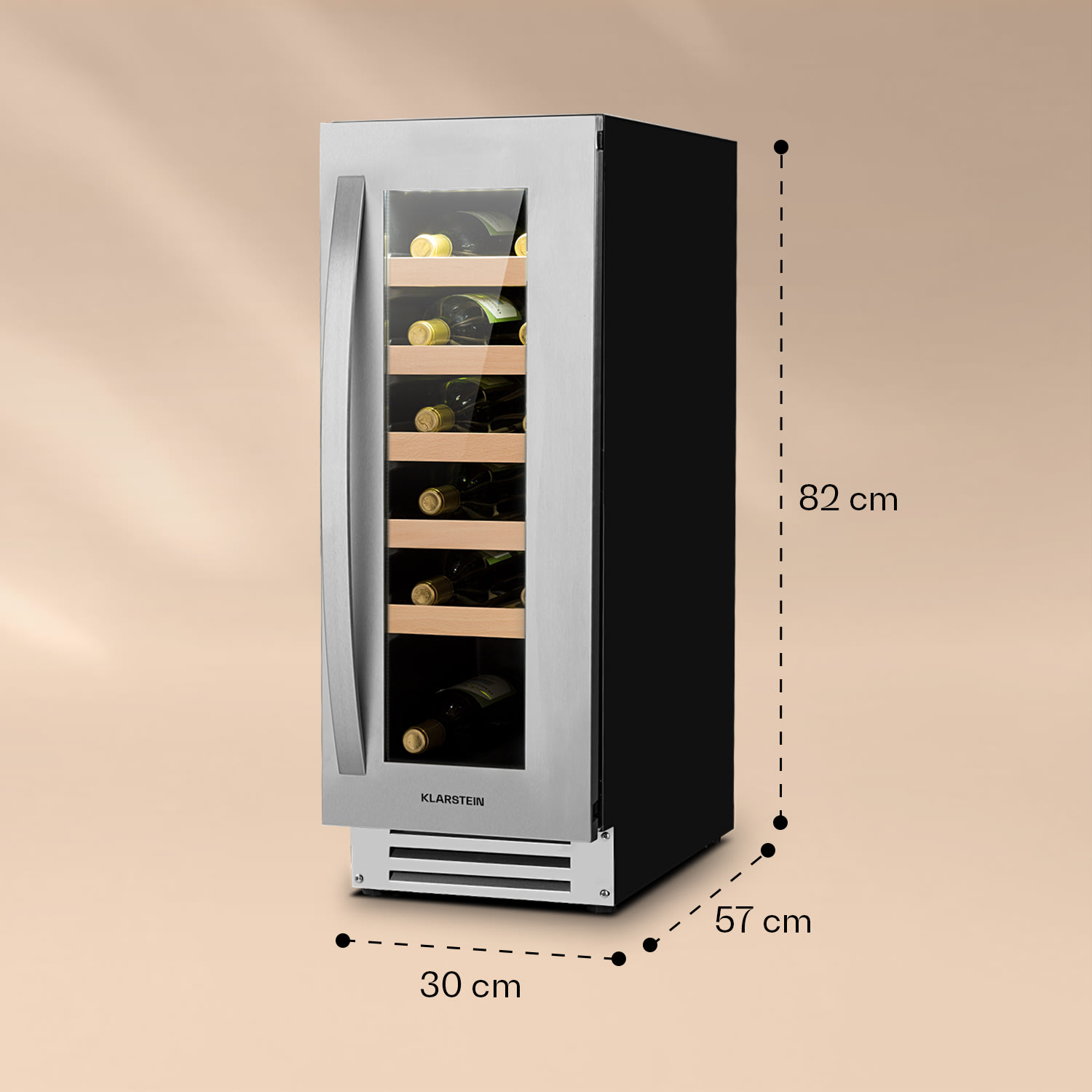 Klarstein Vinovilla chladnička na víno 50 l / 20 fliaš Sklenené dvere Nehrdzavejúca oceľ – Obrázok 3