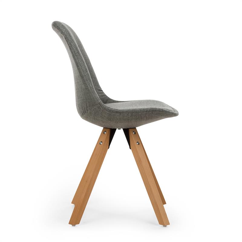 OneConcept Iseo, stolička, 2-dielna sada, polstrovaná PP-konštrukcia, brezové drevo, sivá farba