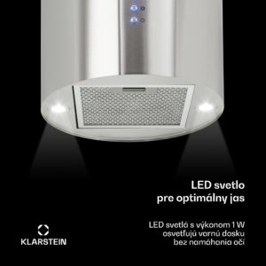 Klarstein Barett, digestor, 35 cm, ostrovčekový, 560 m³/h, LED, filter s aktívnym uhlím, nehrdzavejúca oceľ