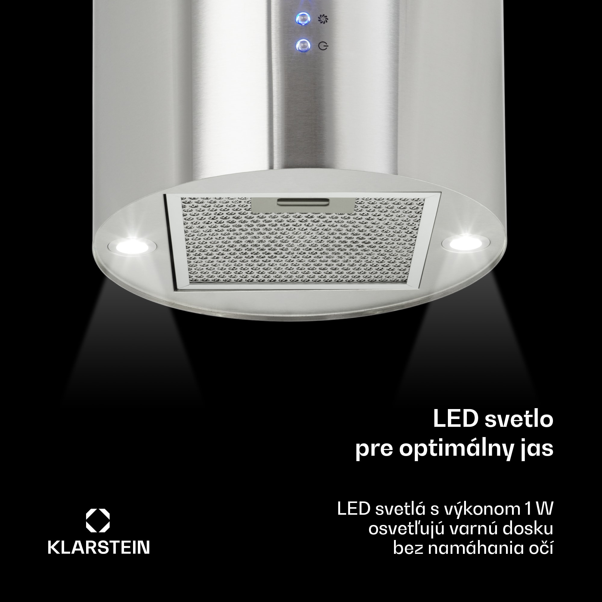 Klarstein Odsávač pár Barett v ostrovnom vyhotovení, Ø35 cm, recirkulačný režim, 522 m³/h, LED osvetlenie, filter s aktívnym uhlím