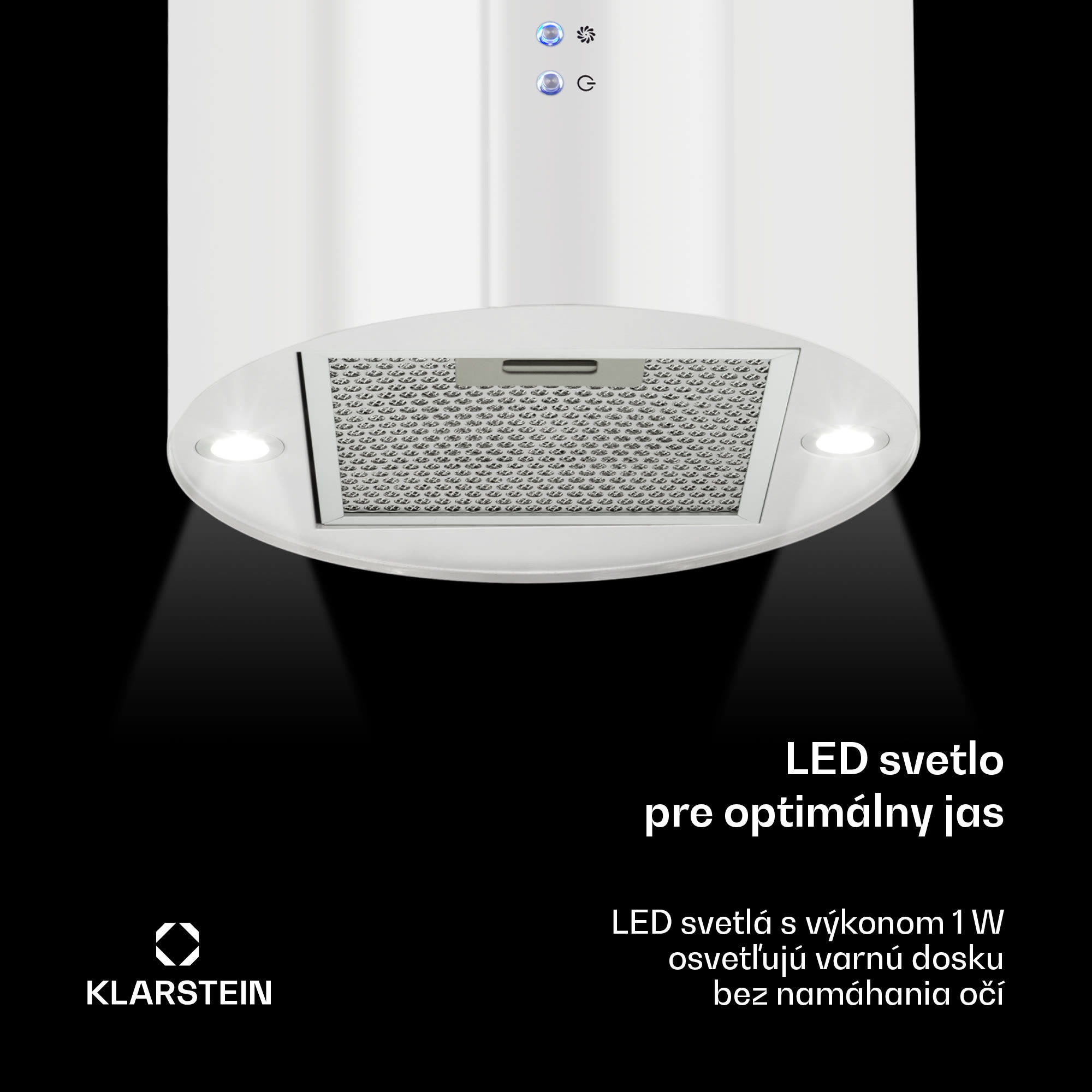 Klarstein Odsávač pár Barett v ostrovnom vyhotovení, Ø35 cm, recirkulačný režim, 522 m³/h, LED osvetlenie, filter s aktívnym uhlím
