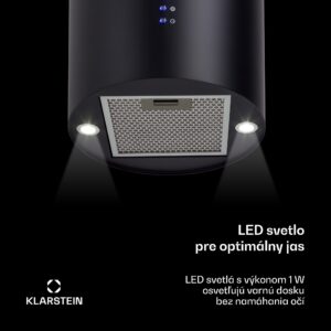 Klarstein Barett, digestor, 35 cm, ostrovčekový, 560 m³/h, LED, filter s aktívnym uhlím, čierny