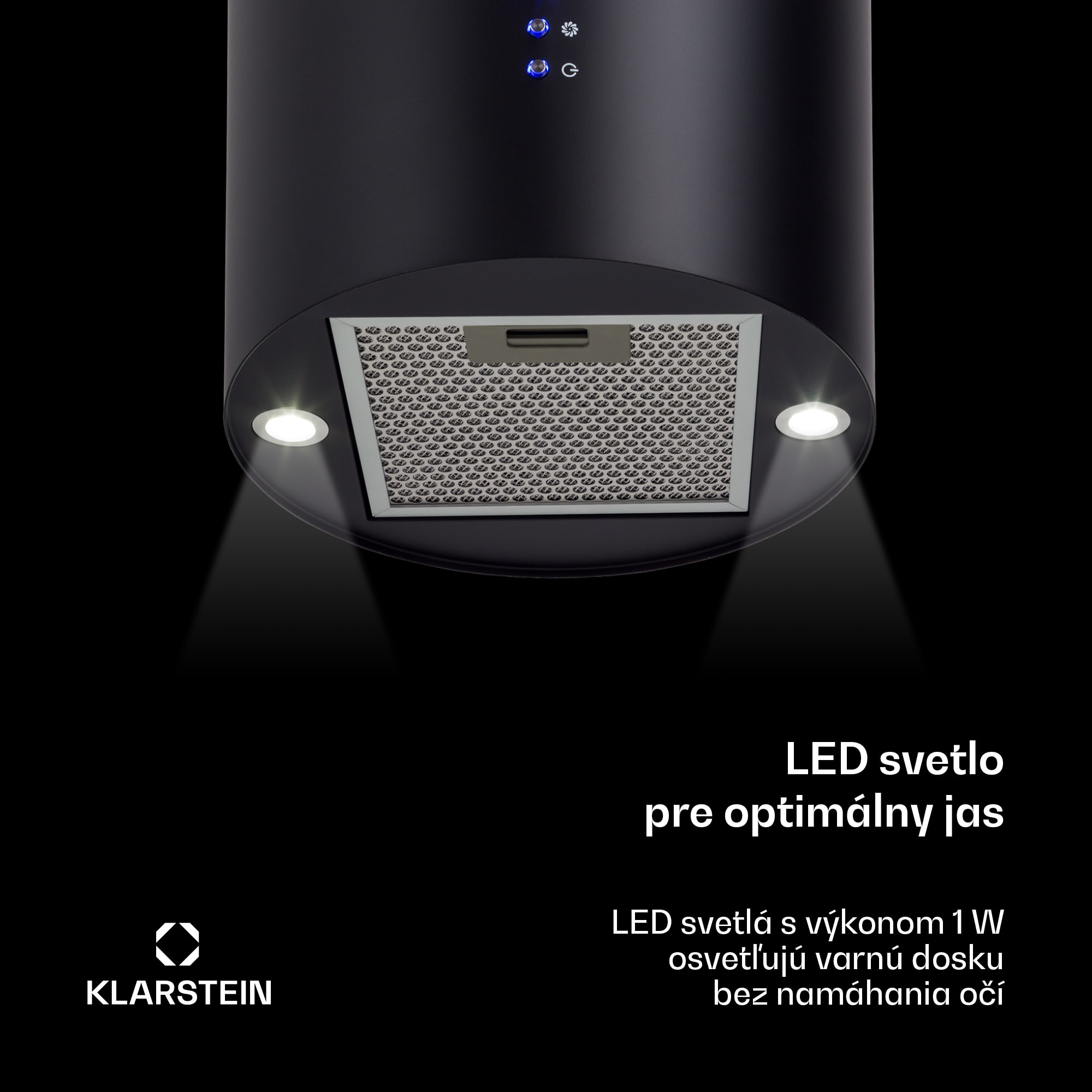 Klarstein Odsávač pár Barett v ostrovnom vyhotovení, Ø35 cm, recirkulačný režim, 522 m³/h, LED osvetlenie, filter s aktívnym uhlím