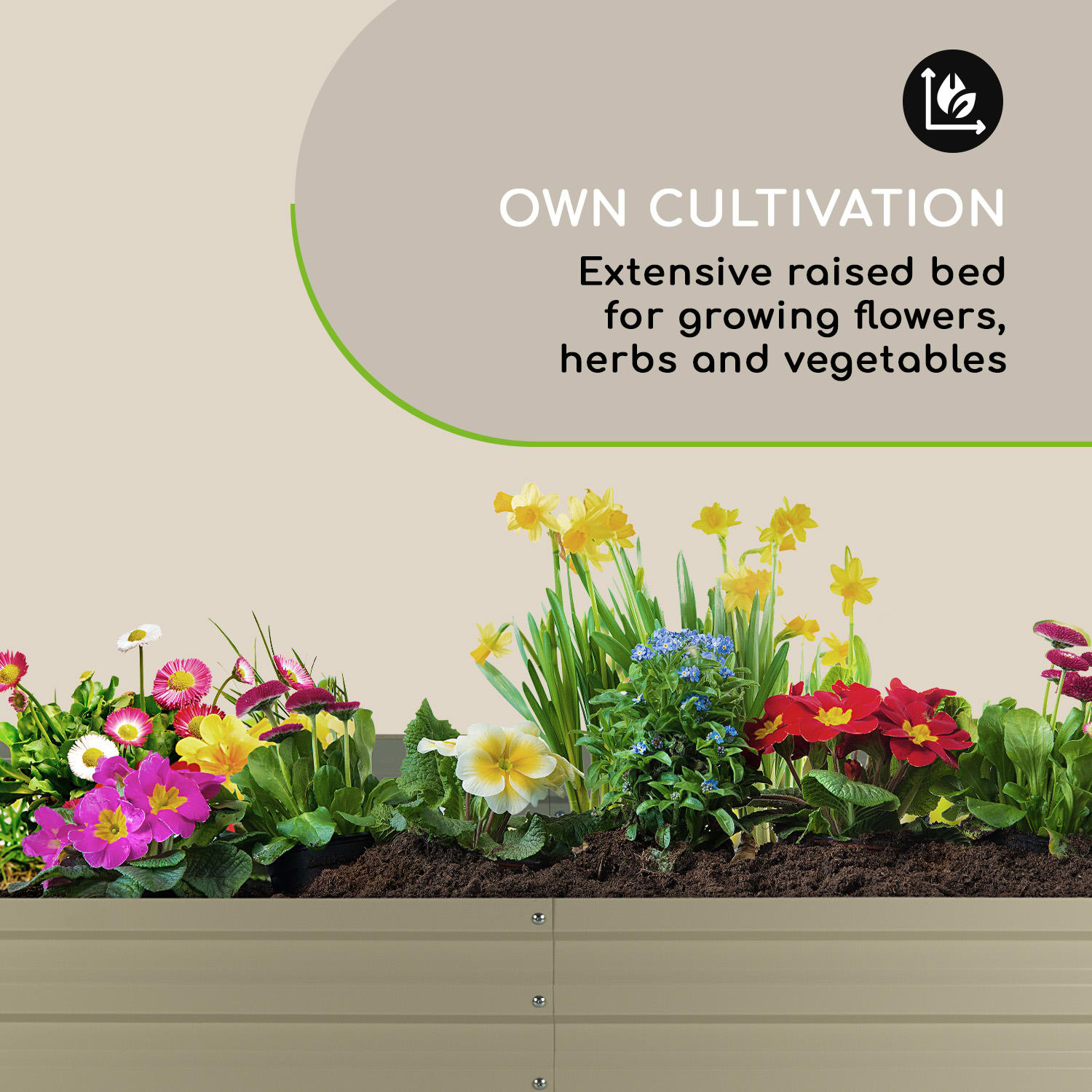 Blumfeldt High Grow Straight, vyvýšený záhon, 180 x 60 x 90 cm, 970 l, oceľ, pozinkovaný, strieborný – Obrázok 3