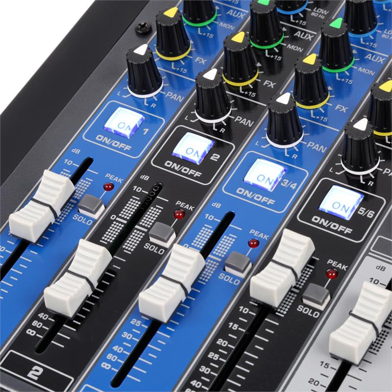 Power Dynamics PDM-S804, mixážny pult, 8-kanálový, DSP/MP3, USB port, bluetooth prijímač