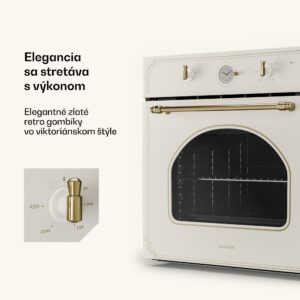 Klarstein Victoria, vstavaná rúra, retro vzhľad, 9 funkcií, 50 – 250 °C, slonovinová