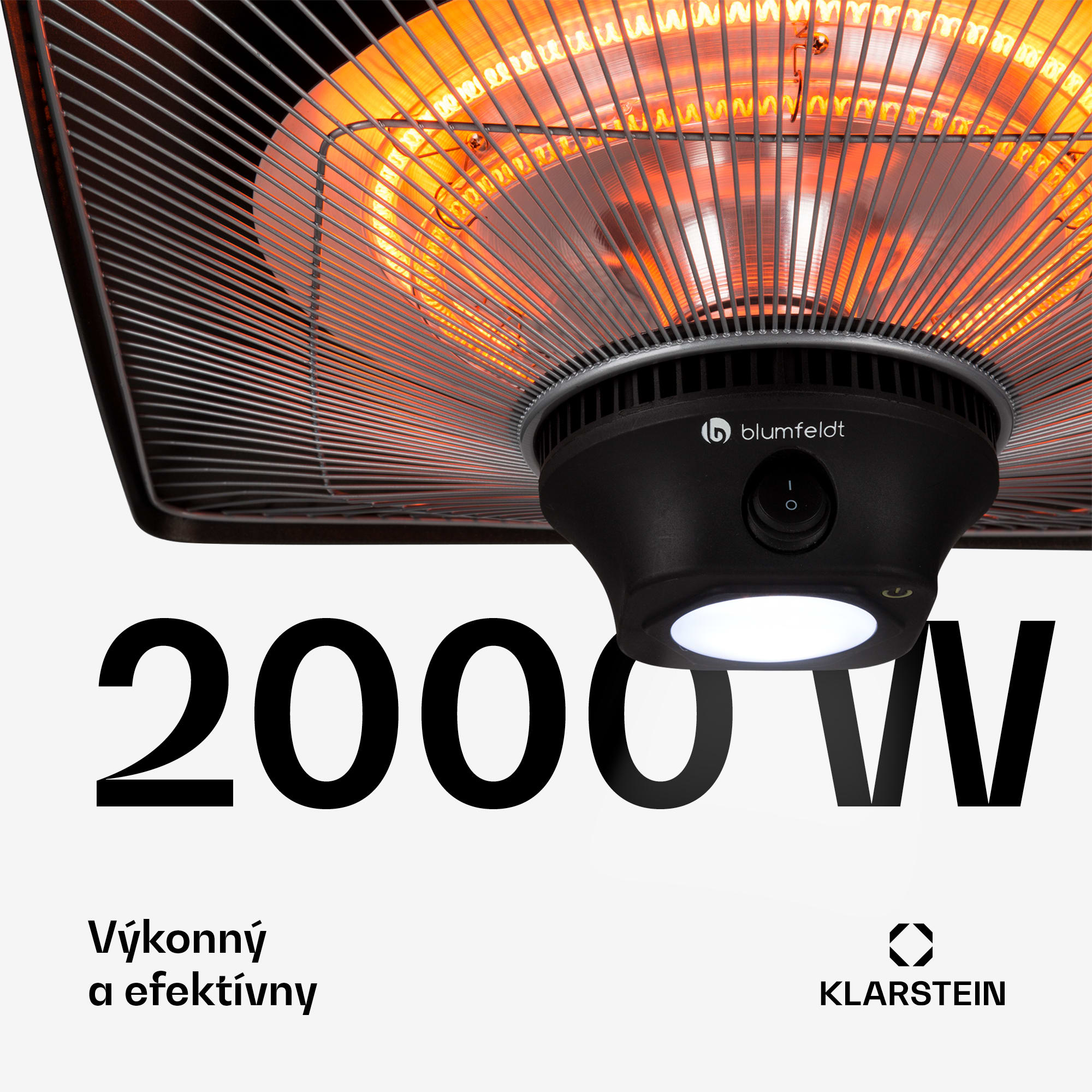 Blumfeldt Heat Square, infračervený ohrievač, 1000 / 2000 W, uhlíkové výhrevné teleso, IP34, LED – Obrázok 2