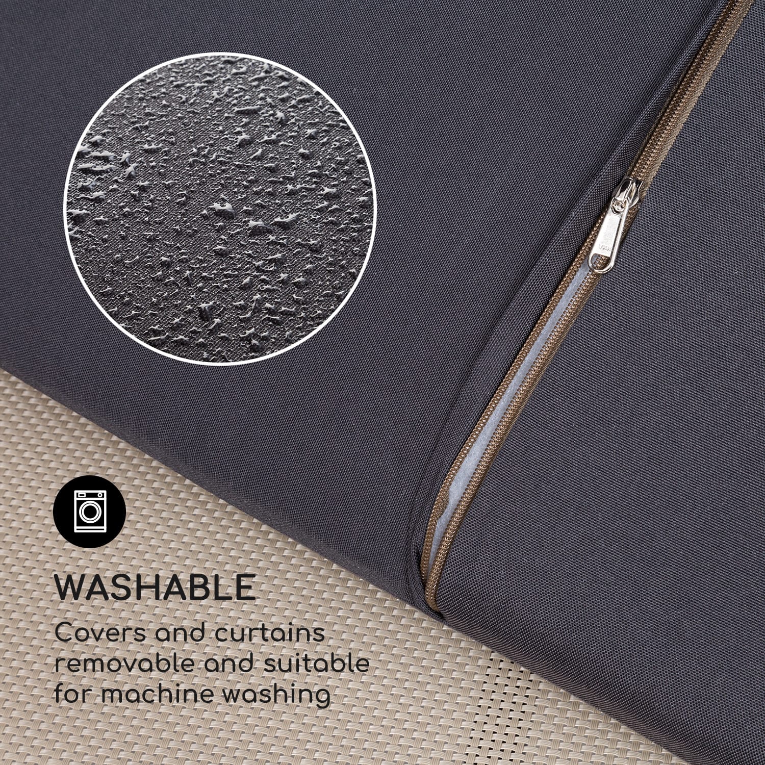 Blumfeldt Senator Lounge, záhradné lehátko, 188 x 208 x 205 cm, strieška proti slnku, sivé