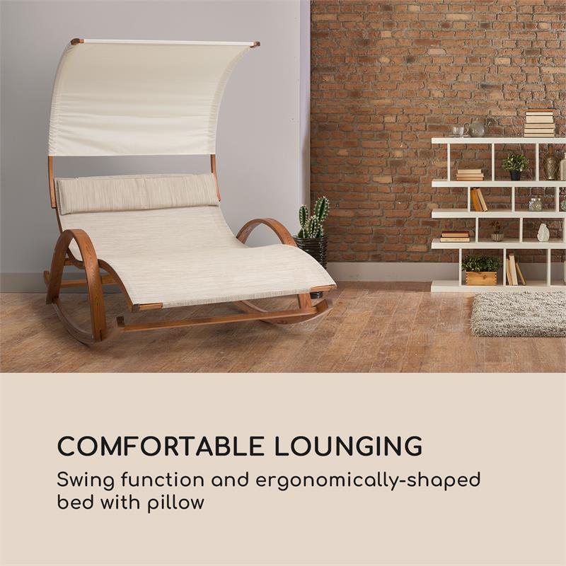 Blumfeldt Mauritius, hojdacie ležadlo, so strieškou, ComfortMesh, 180 kg max., vodovzdorné, krémové – Obrázok 2