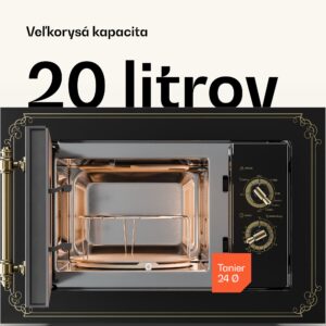 Klarstein Victoria 20, vstavaná mikrovlnná rúra, 20 l, 800 W, gril: 1000 W, čierna