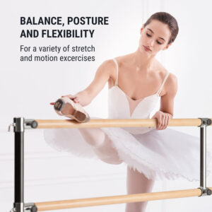 KLARFIT Barre Marie, dvojitá baletná tyč, voľne stojaca, 220 x 113 cm, 2 x 38 mm Ø