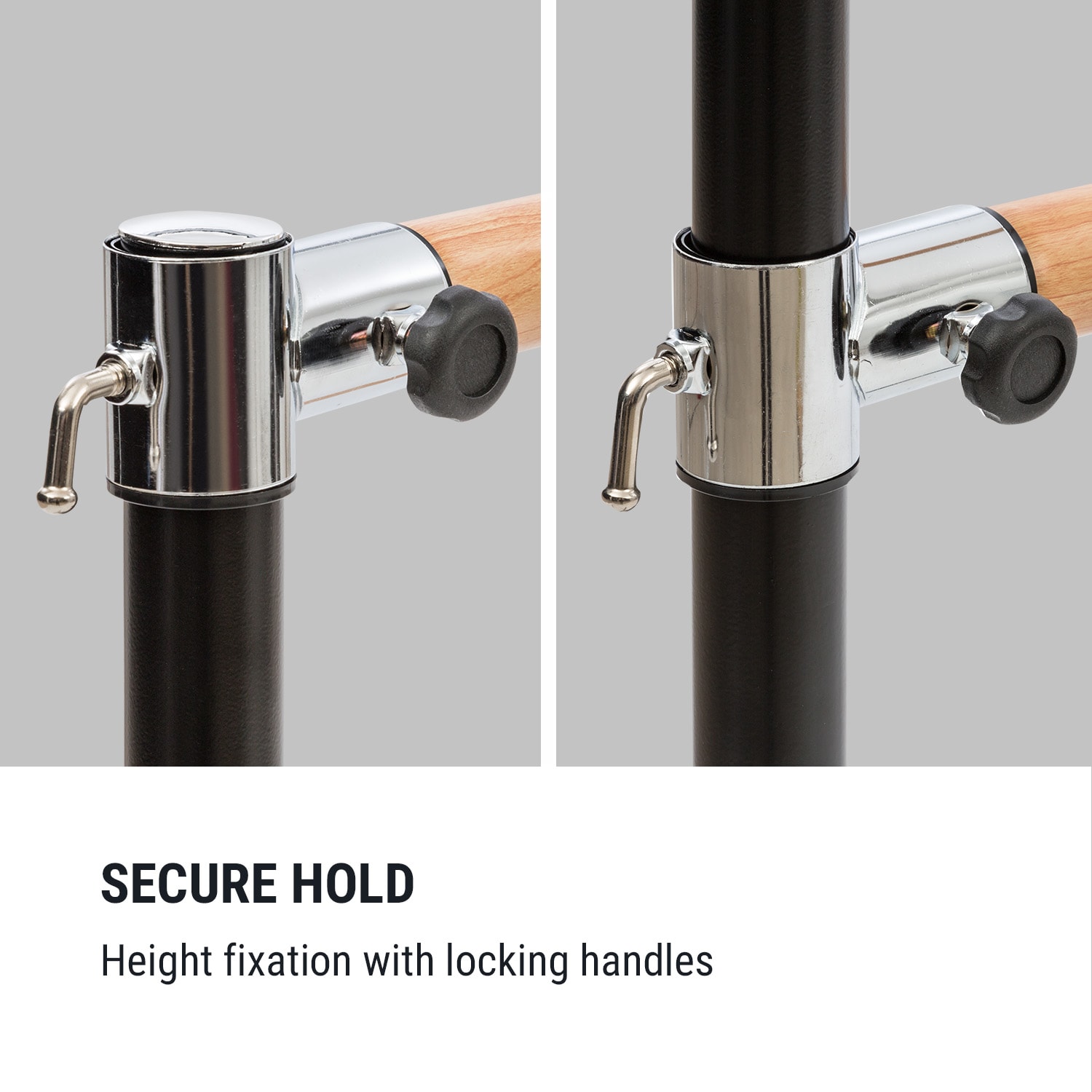 KLARFIT Barre Marie, dvojitá baletná tyč, voľne stojaca, 220 x 113 cm, 2 x 38 mm Ø – Obrázok 2