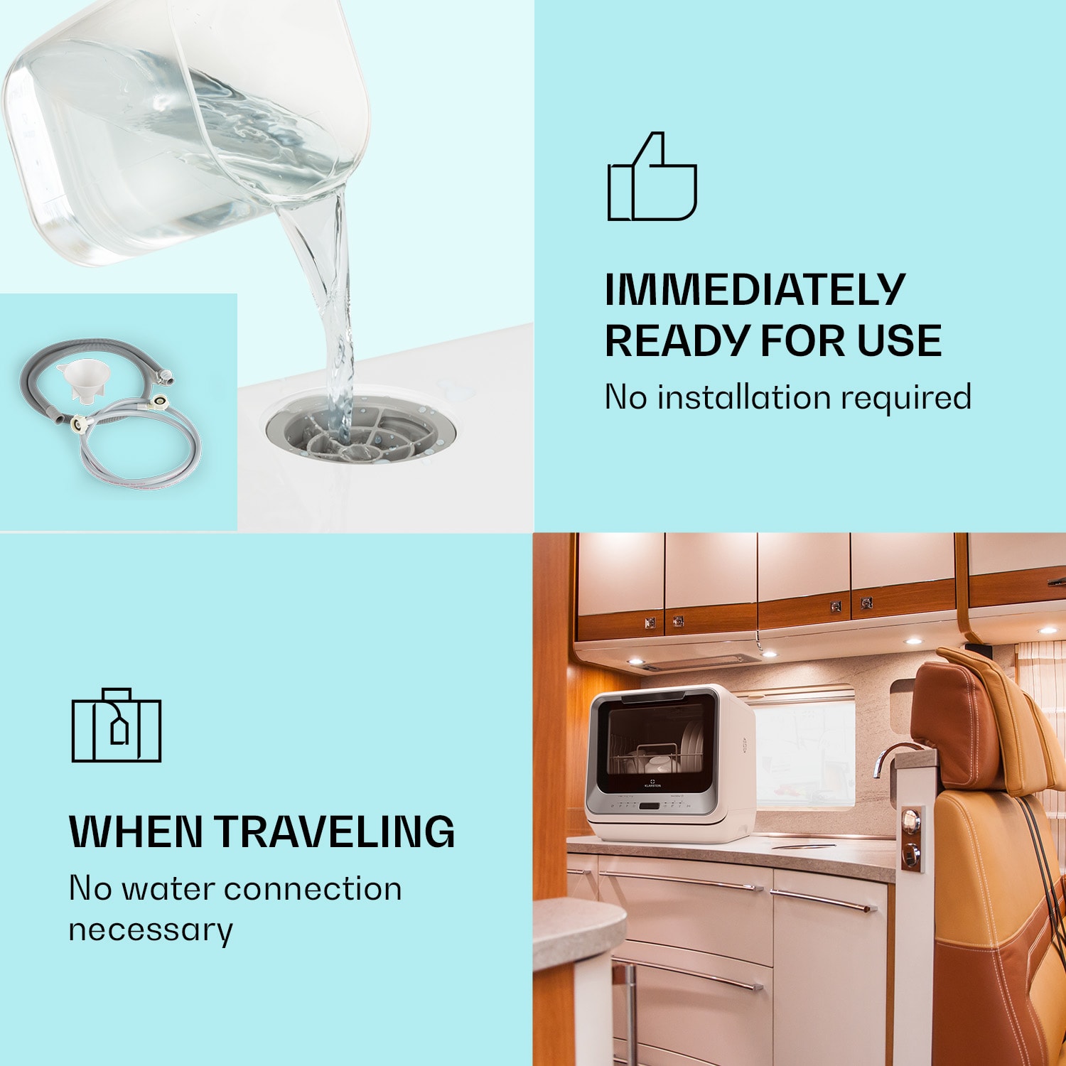 Klarstein Amazonia Mini, umývačka riadu, 6 programov, LED displej – Obrázok 3