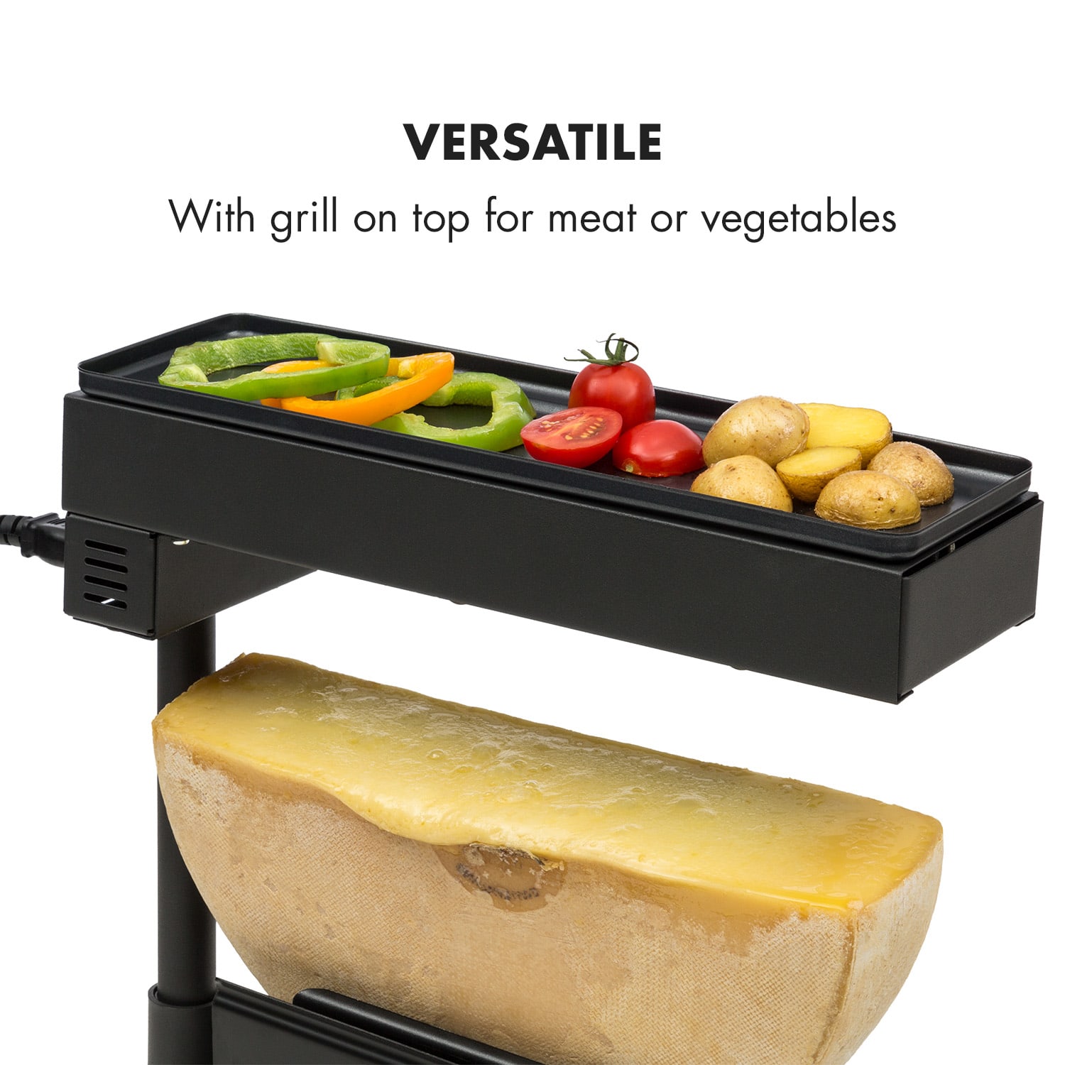 Klarstein Appenzell Peak, raclette gril, 1000 W, termostatový prepínač, čierny