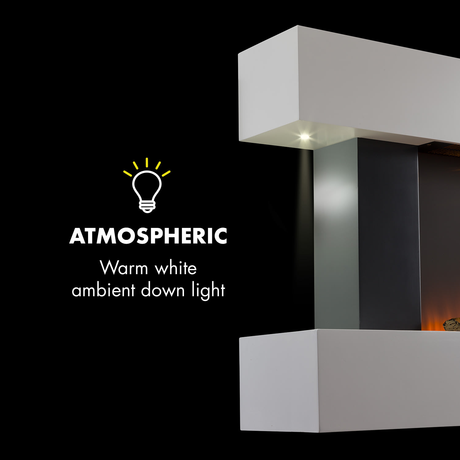 Klarstein Studio Light & Fire 2, elektrický krb, 1000/2000 W, MDF, diaľkové ovládanie, biely – Obrázok 2